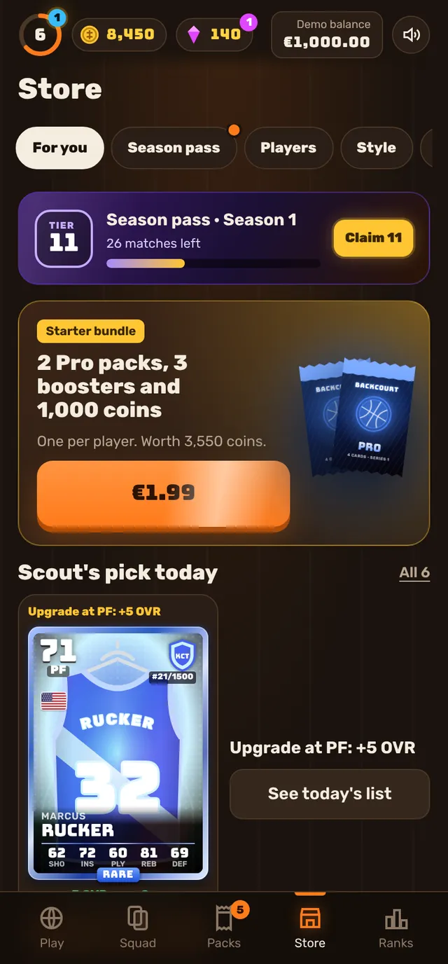 Store with starter bundle and scout's pick